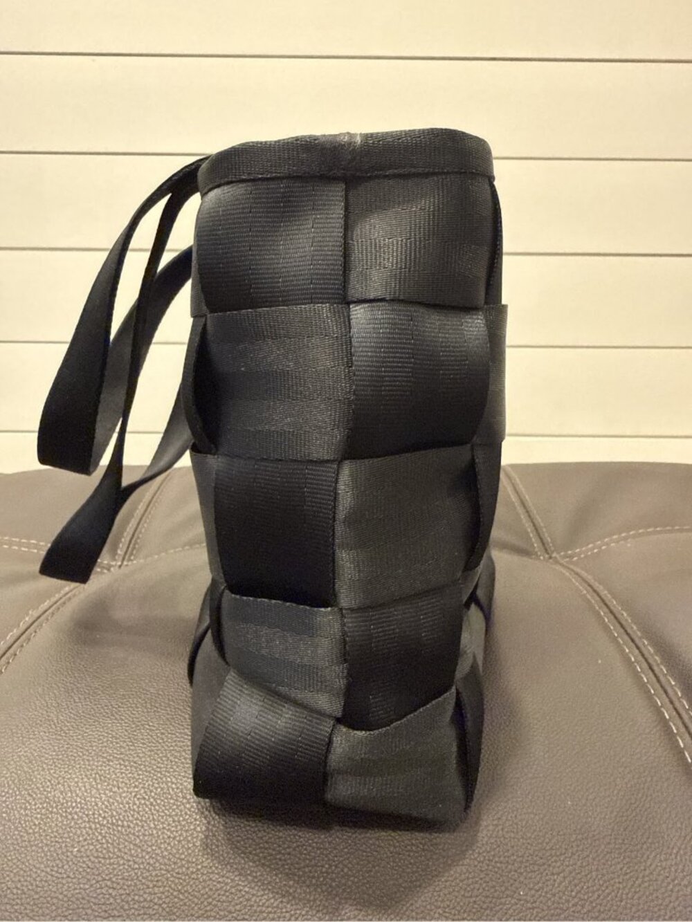 Harveys Original Seatbelt Bag Large Tote Black Woven Made in USA - Picture 3 of 11